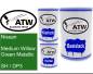 Preview: Nissan, Medium Willow Green Metallic, SH / DP3: 500ml Lackdose + 500ml Klarlack + 250ml Härter - Set, von ATW Autoteile West.